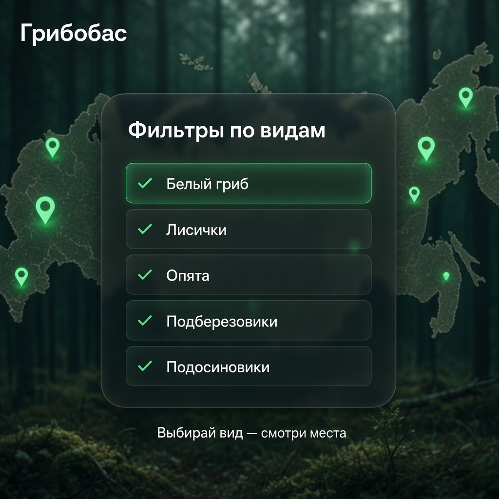 Фильтр по видам: лисички на карте